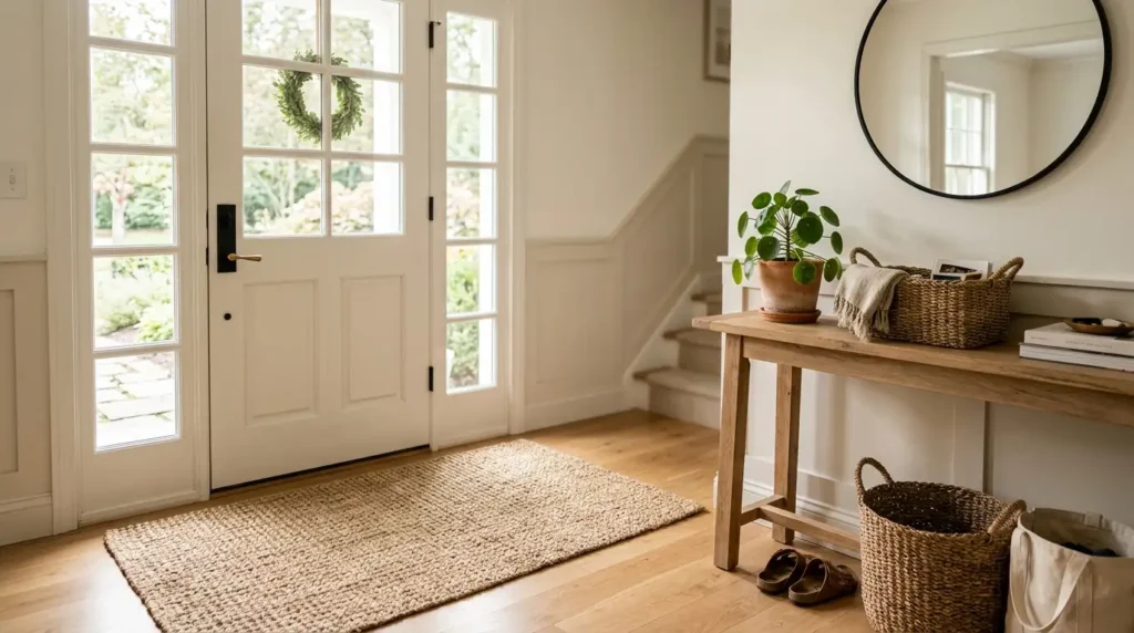 Jute rug in entryway