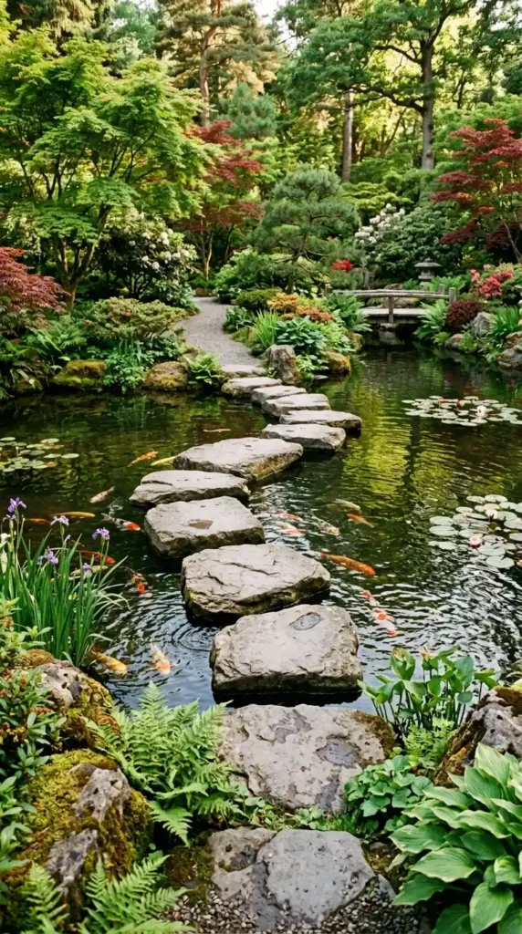 Koi_pond stepping stones garden