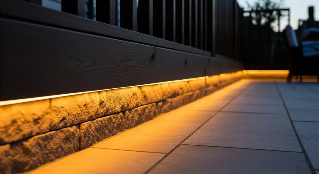 LED strip patio lighting installed
