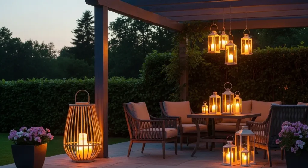 Lanterns on summer patio