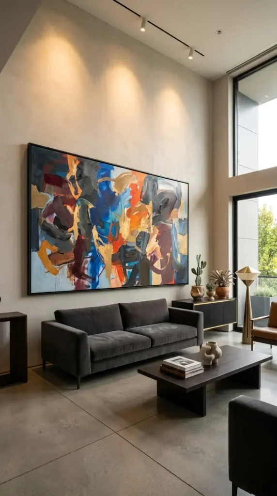 Large artwork on wall