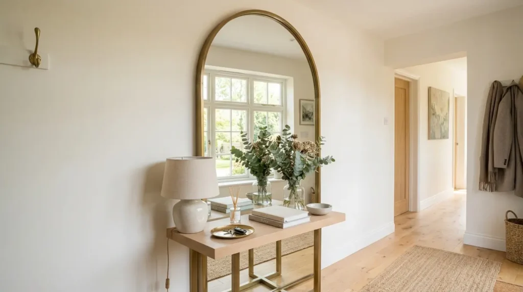 Large mirror entryway reflection