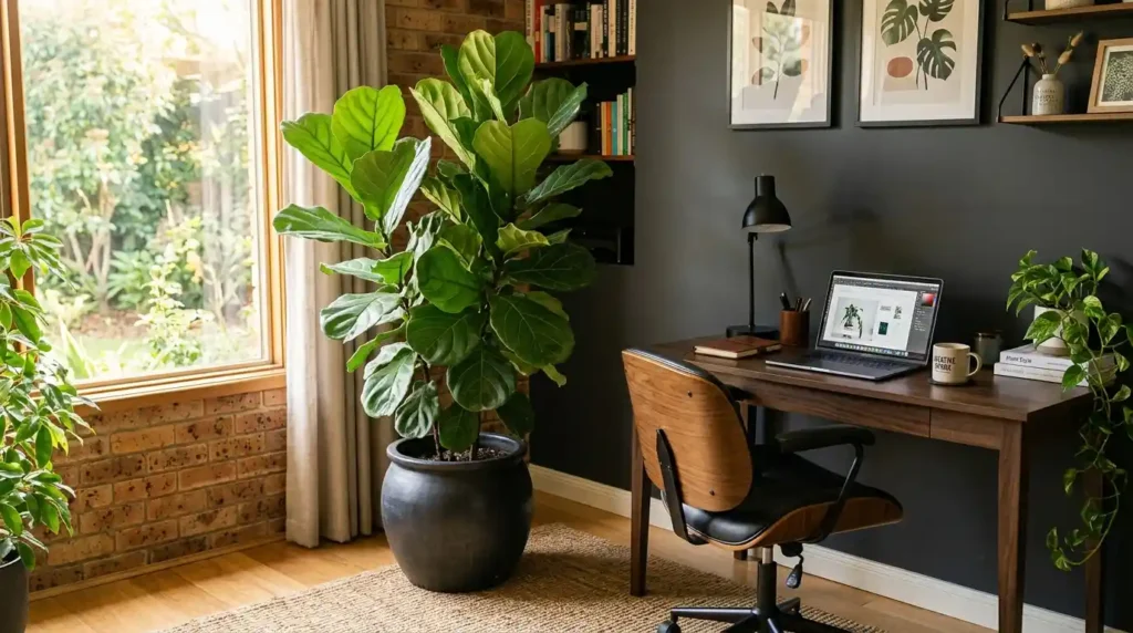 Large plant in office corner