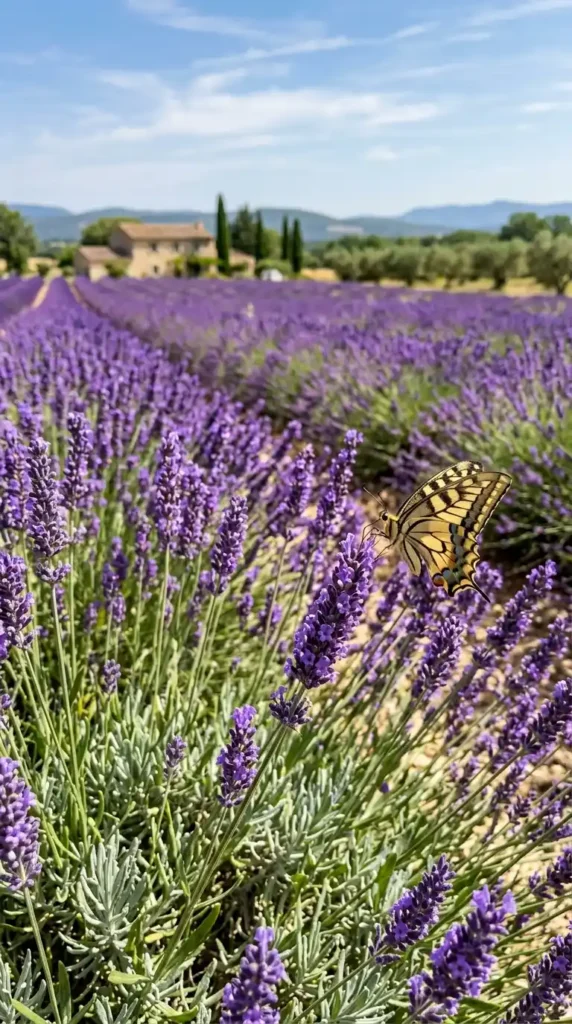 Lavender field with butterfly
