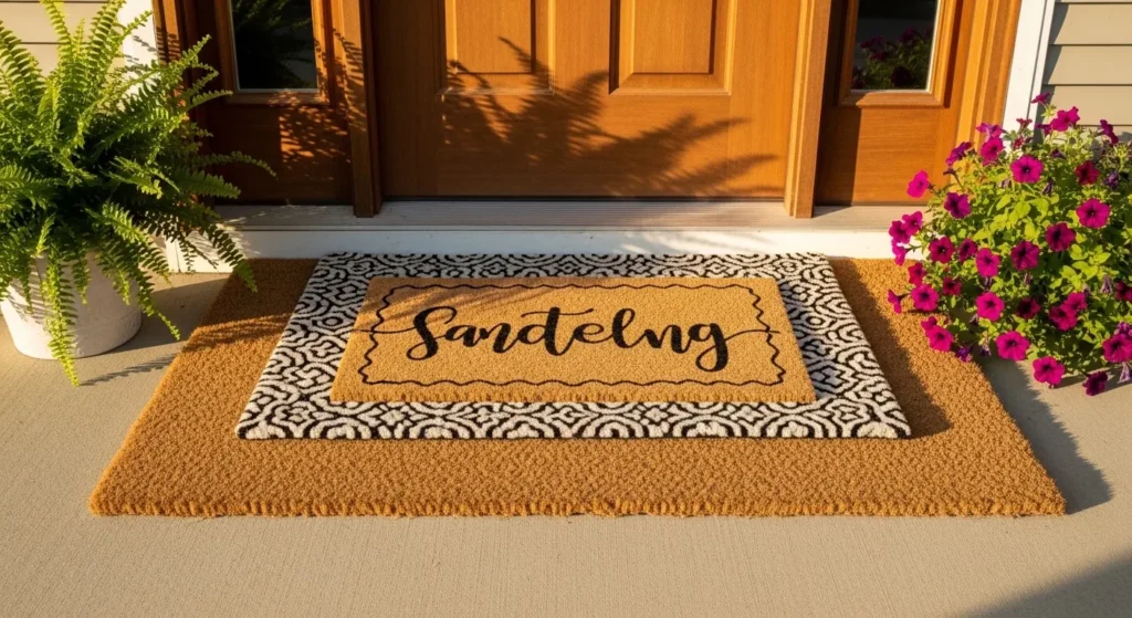 Layered doormat display front porch