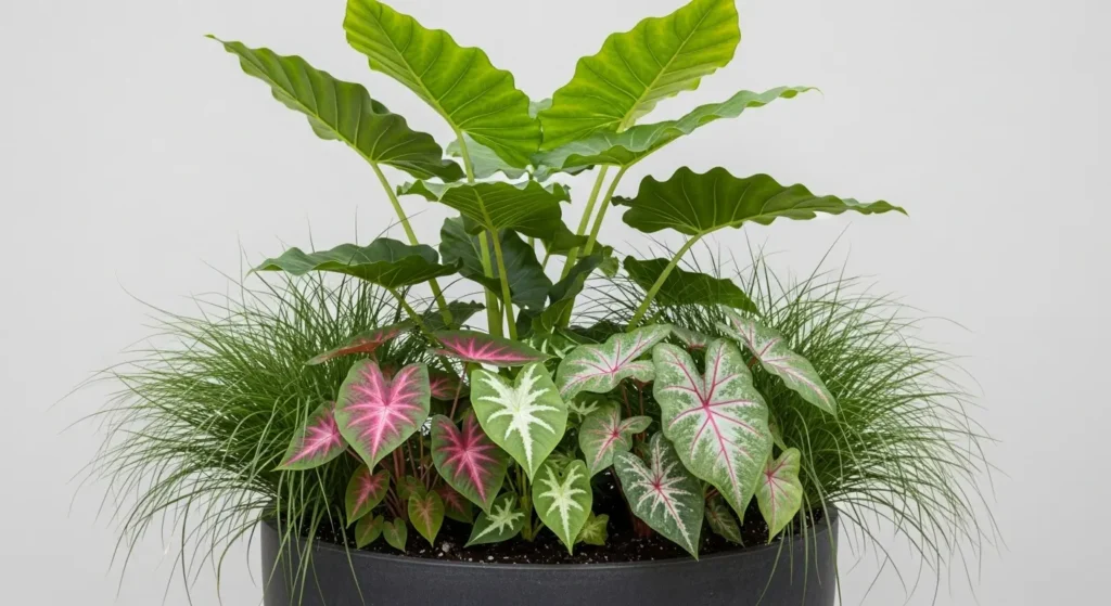 Layered tropical foliage