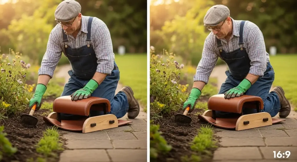 Leather garden kneeler seat
