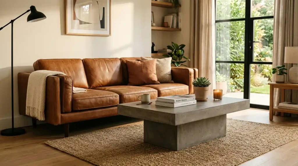 Leather sofa coffee table pairing