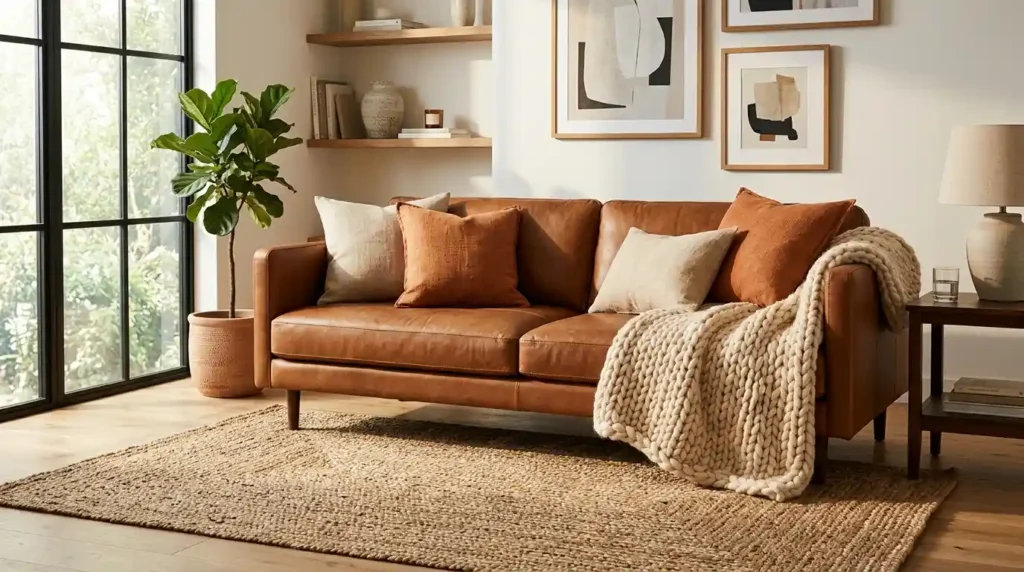 Leather sofa styled textures