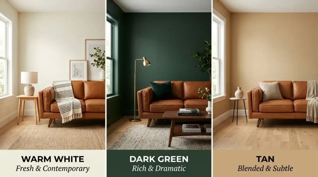 Leather sofa wall color comparison