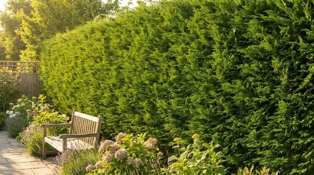 Leyland cypress hedge garden