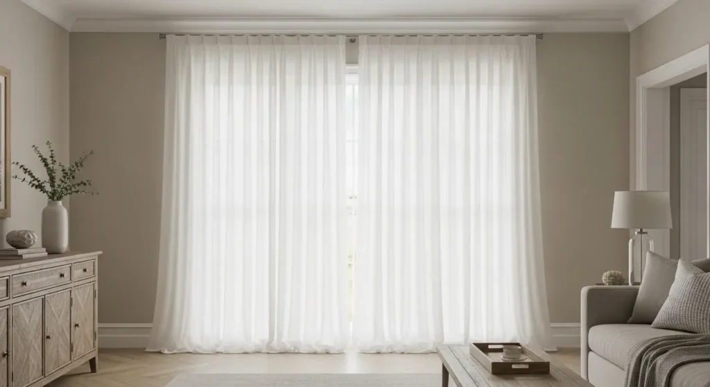 Linen curtains in coastal