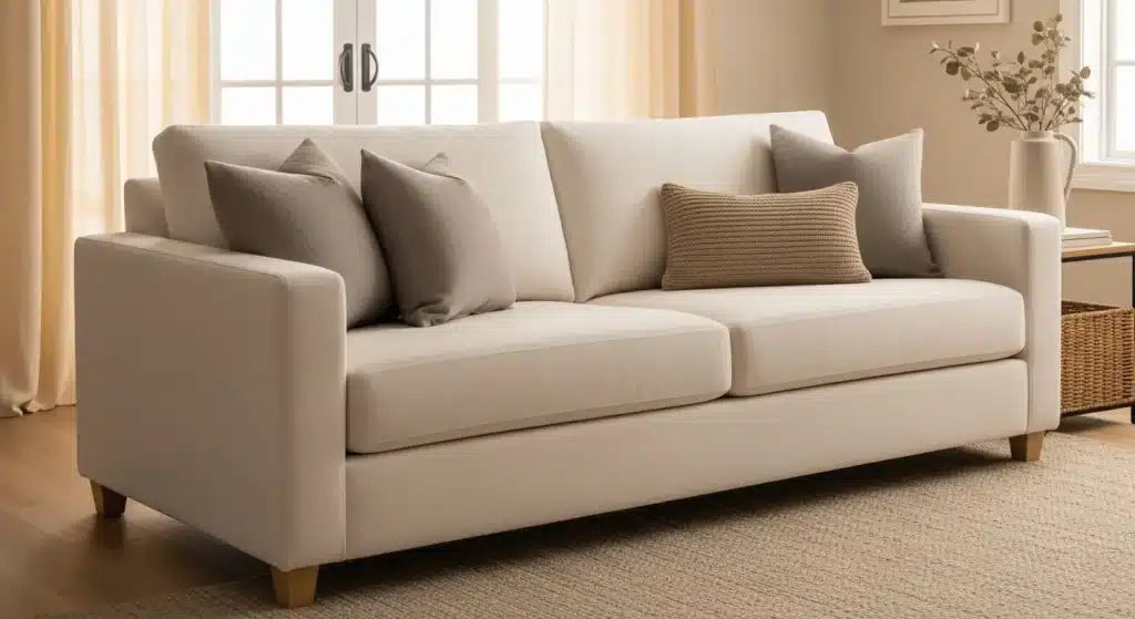 Linen sofa in coastal
