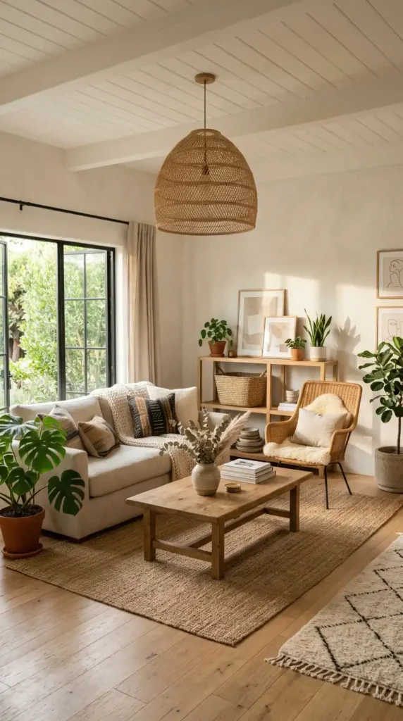 Living room woven accents pendant