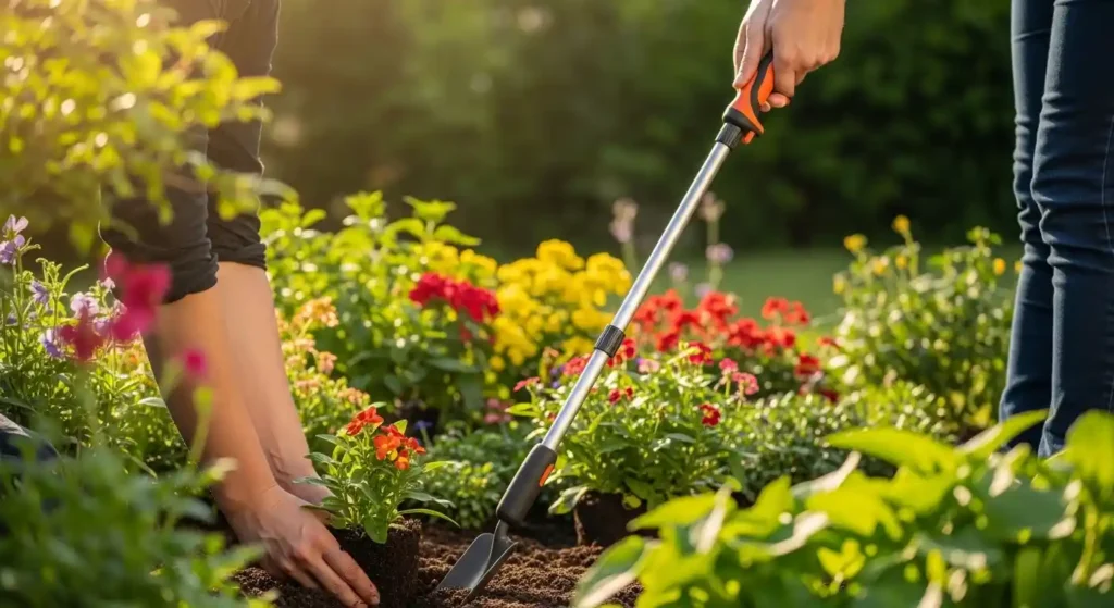Long handled trowel planting
