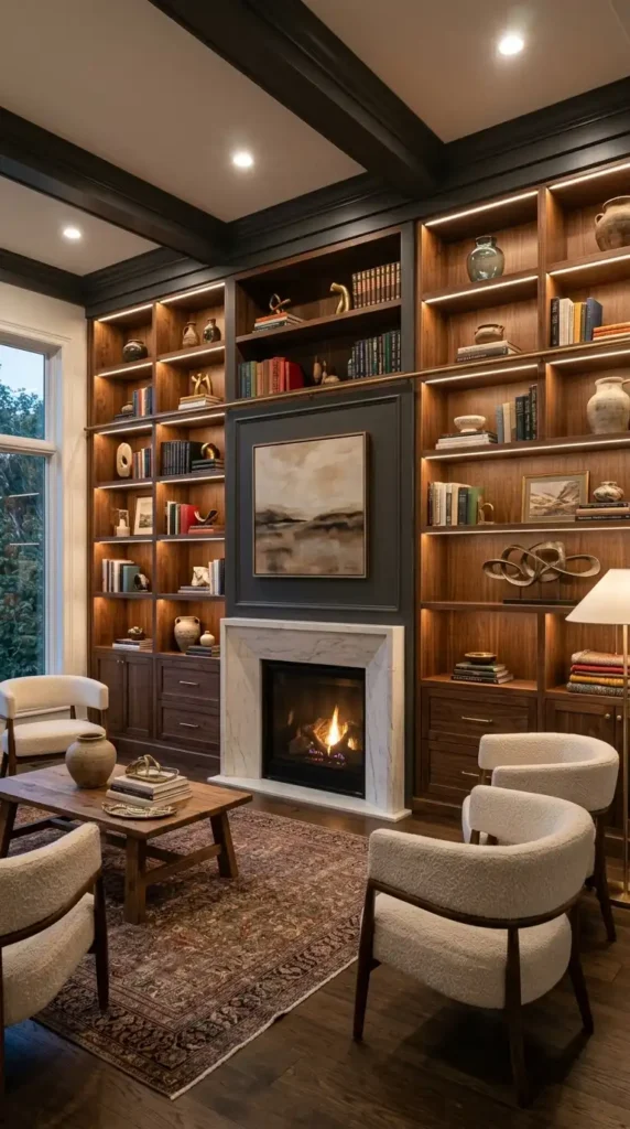 Luxury home decor built-in shelving