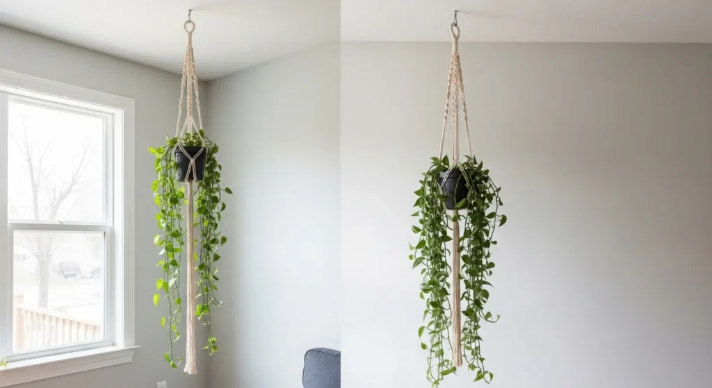 Macrame plant hanger floor ceiling