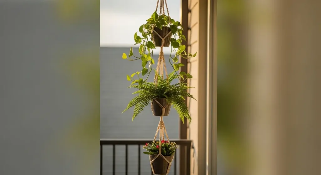 Macrame plant hangers balcony patio