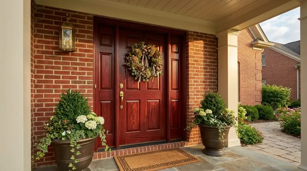 Mahogany front door deep red