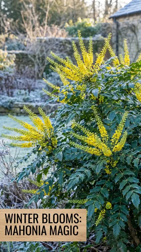 Mahonia shrub yellow flowers