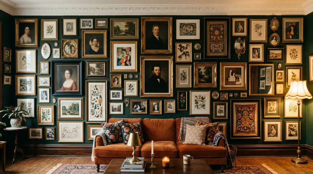 Maximalist gallery wall floor