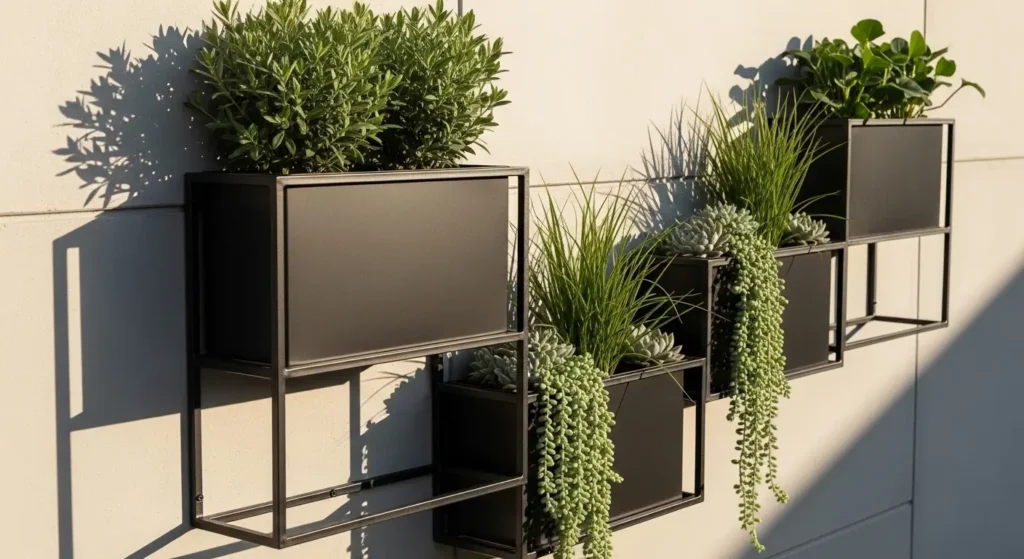 Metal frame wall planter system