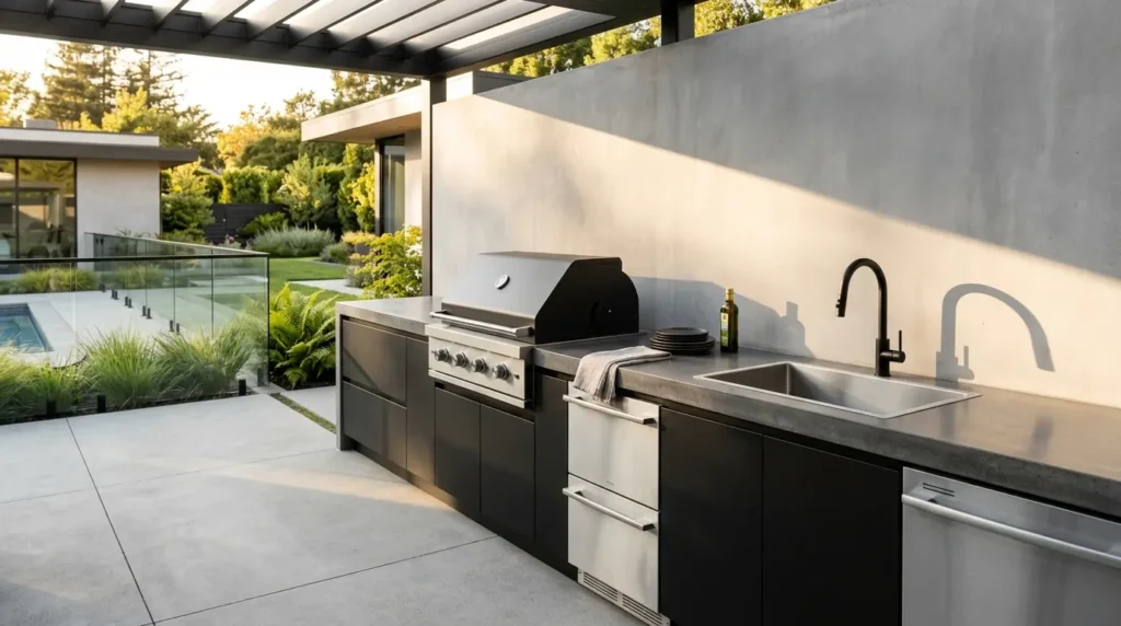 Minimal modern outdoor kitchen