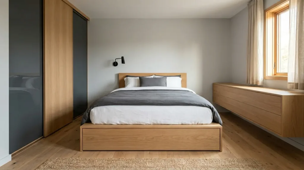 Minimalist bedroom concealed