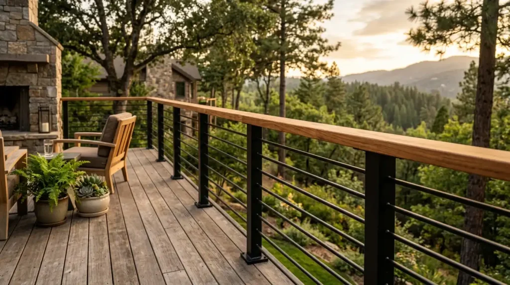 Mixed material deck railing