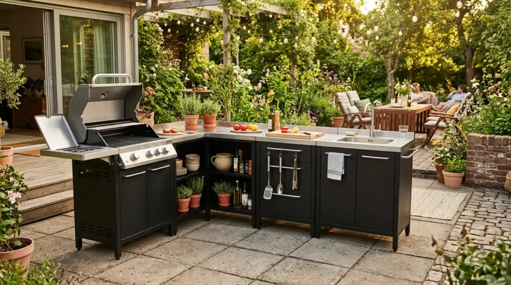 Modular outdoor kitchen setup patio