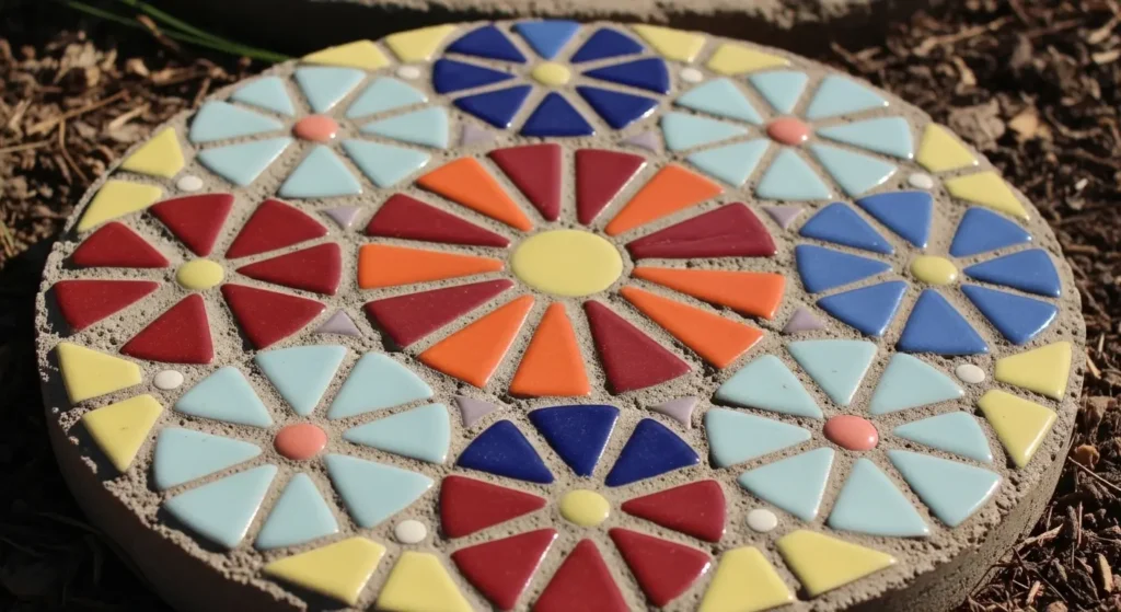 Mosaic garden stone art piece