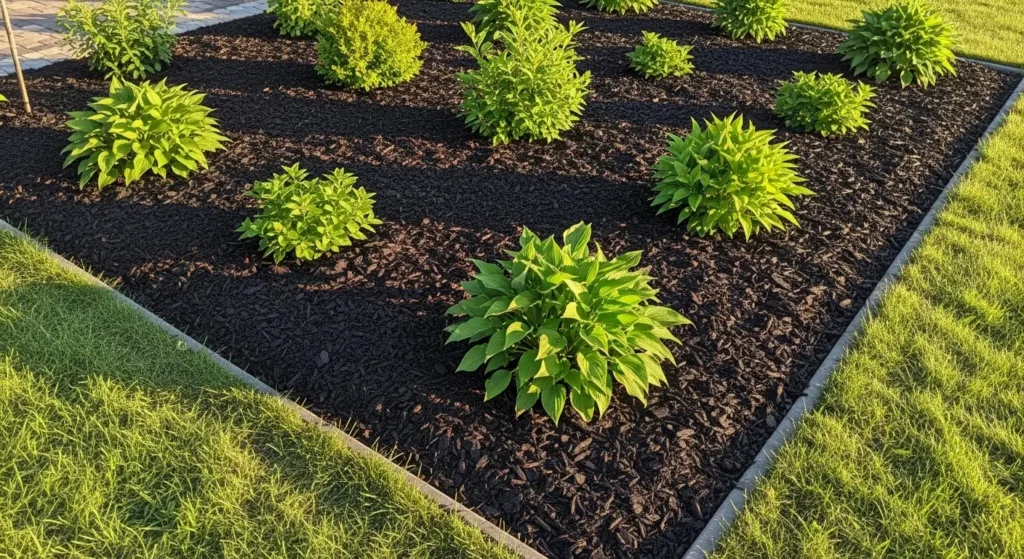 Mulch flower bed refresh