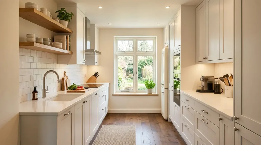 Narrow galley kitchen design
