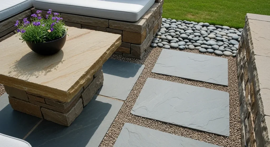 Natural stone patio elements
