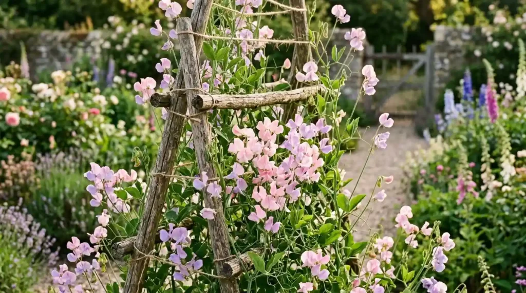 Old fashioned sweet pea flowers