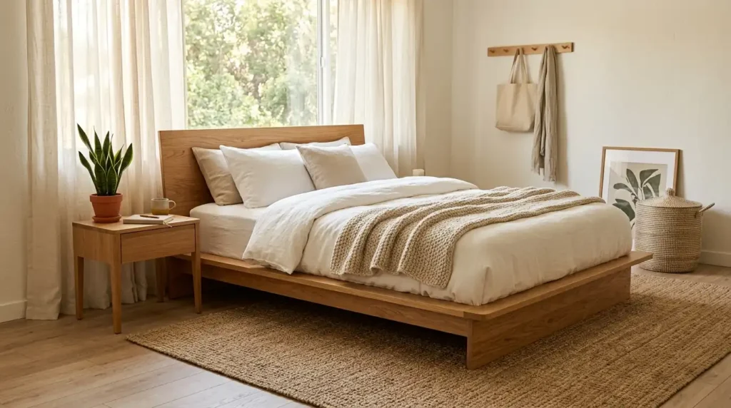 Organic modern bedroom wood bed