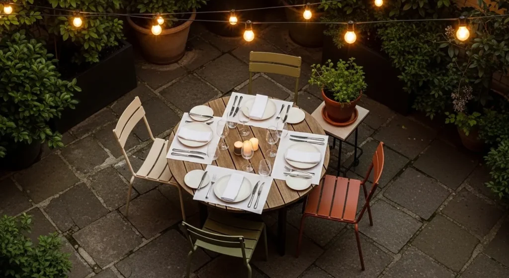 Outdoor dining corner round table