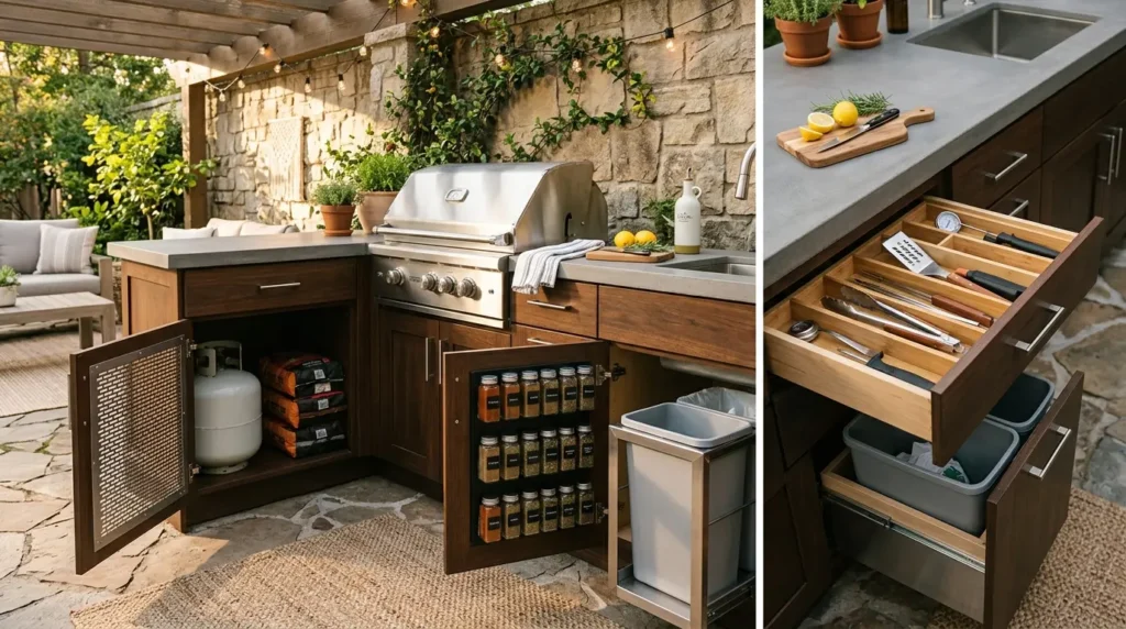 Outdoor kitchen storage design