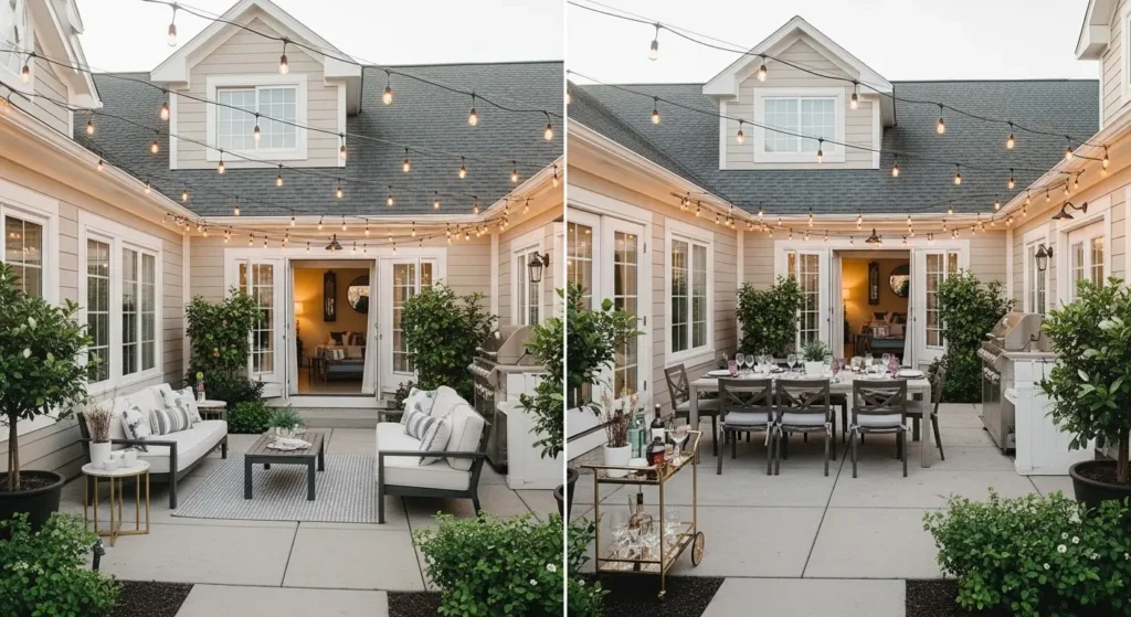 Outdoor patio ready for guests