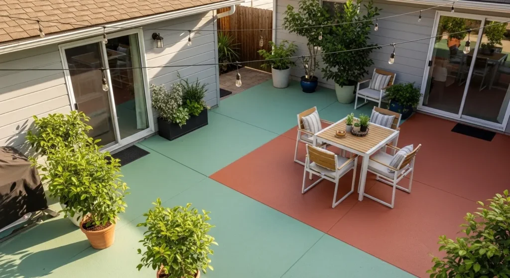 Painted concrete patio transformed
