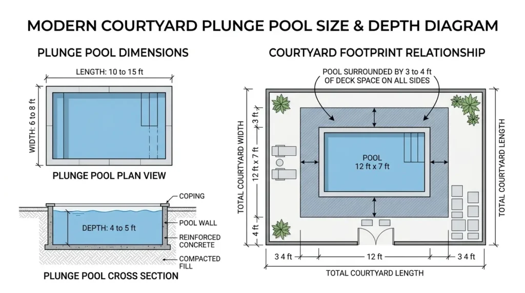 Plunge pool diagram with dimensions