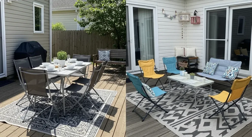 Portable folding chairs patio setup