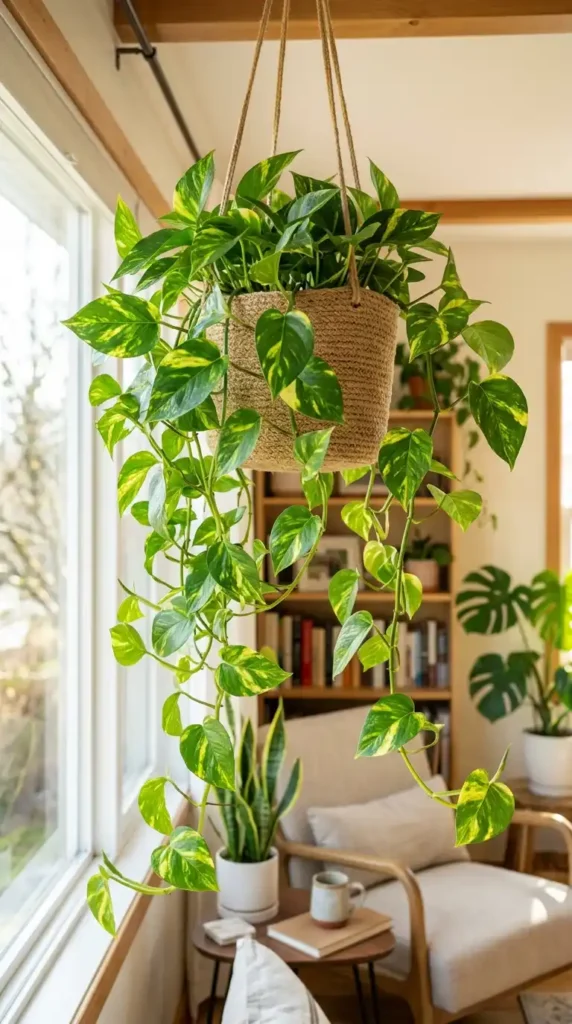 Pothos plant trailing hanging