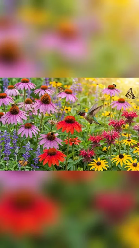 Purple coneflowers attracting