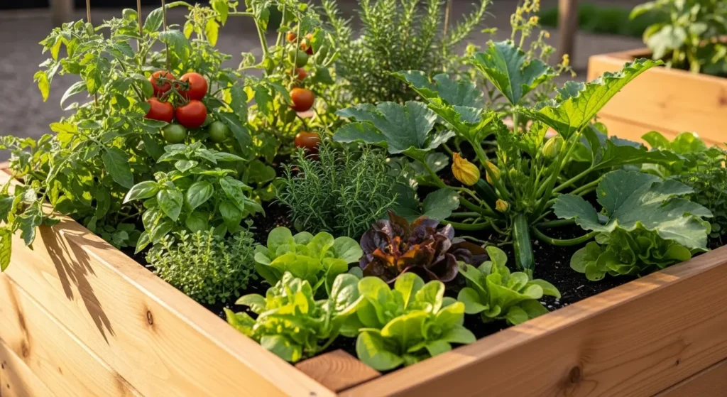 Raised planter box overflowing