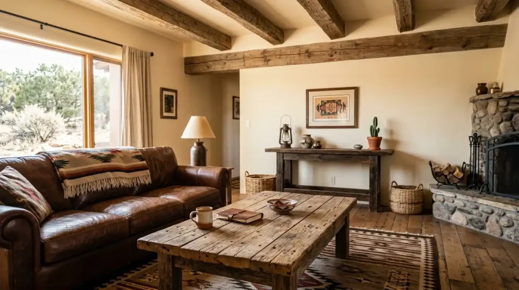 Reclaimed timber living room decor