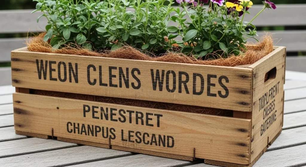Reclaimed wood crate planter rustic