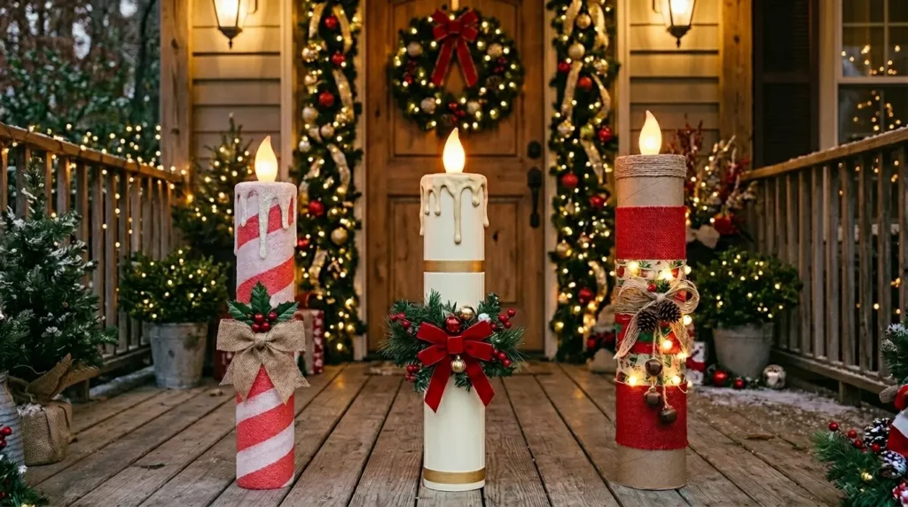 Fake Christmas porch candle