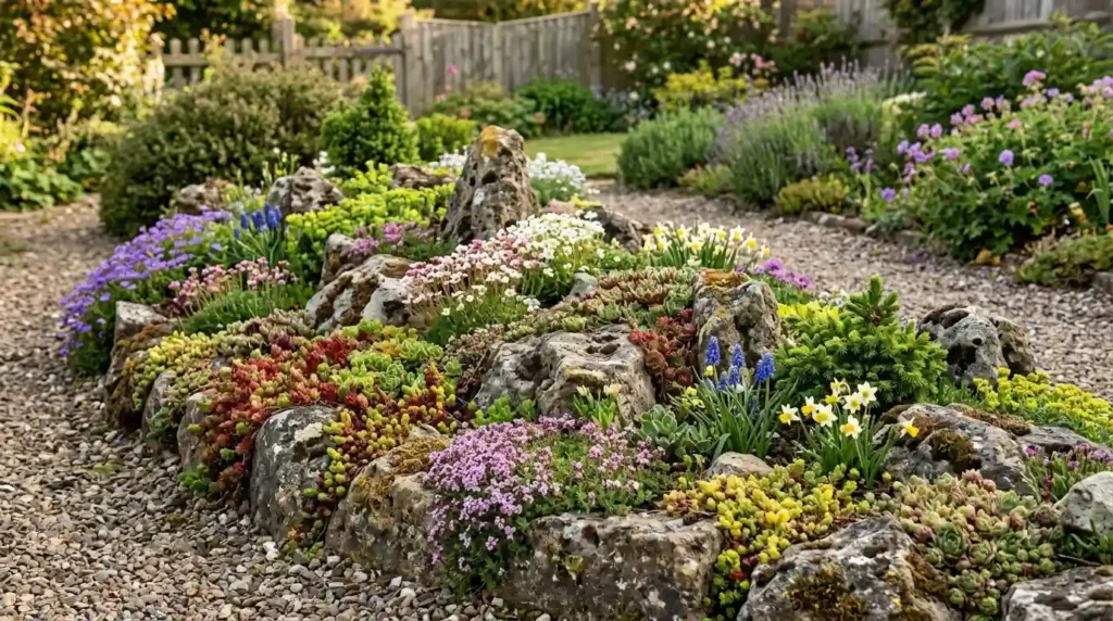 Rock garden border alpine plants