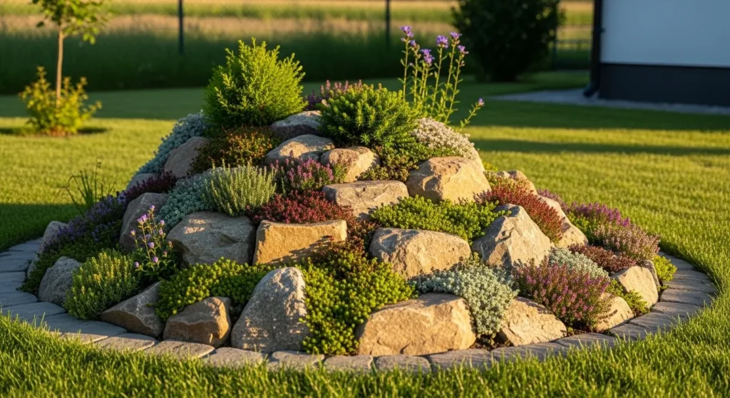 Rock garden feature summer
